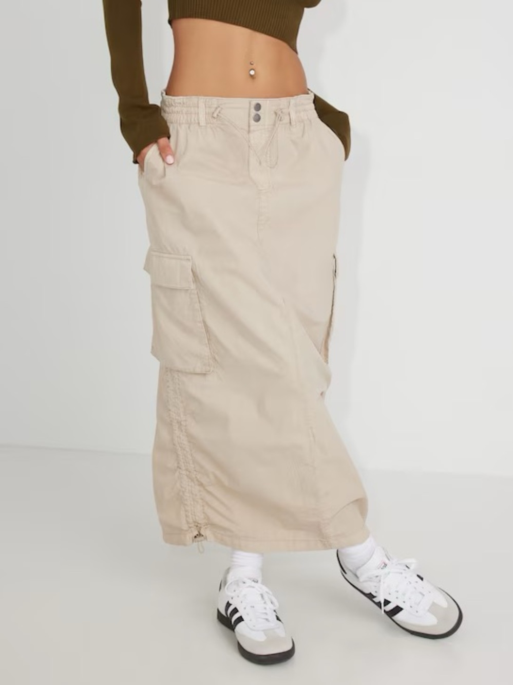 Garage Beige Cargo Maxi Skirt Size Medium
